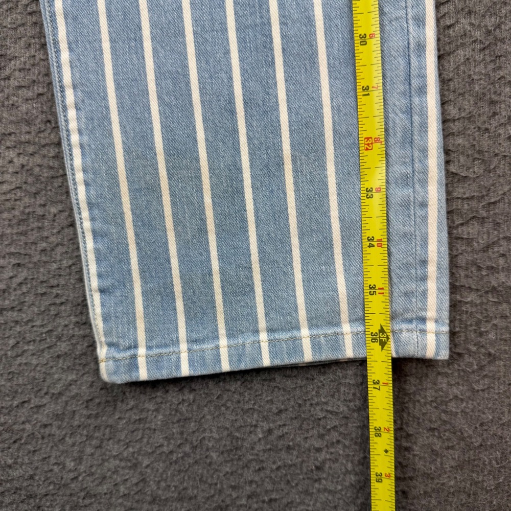 Lauren Ralph Lauren Blue and White Vertical Stripe Straight-Leg Jeans - Picture 6 of 12